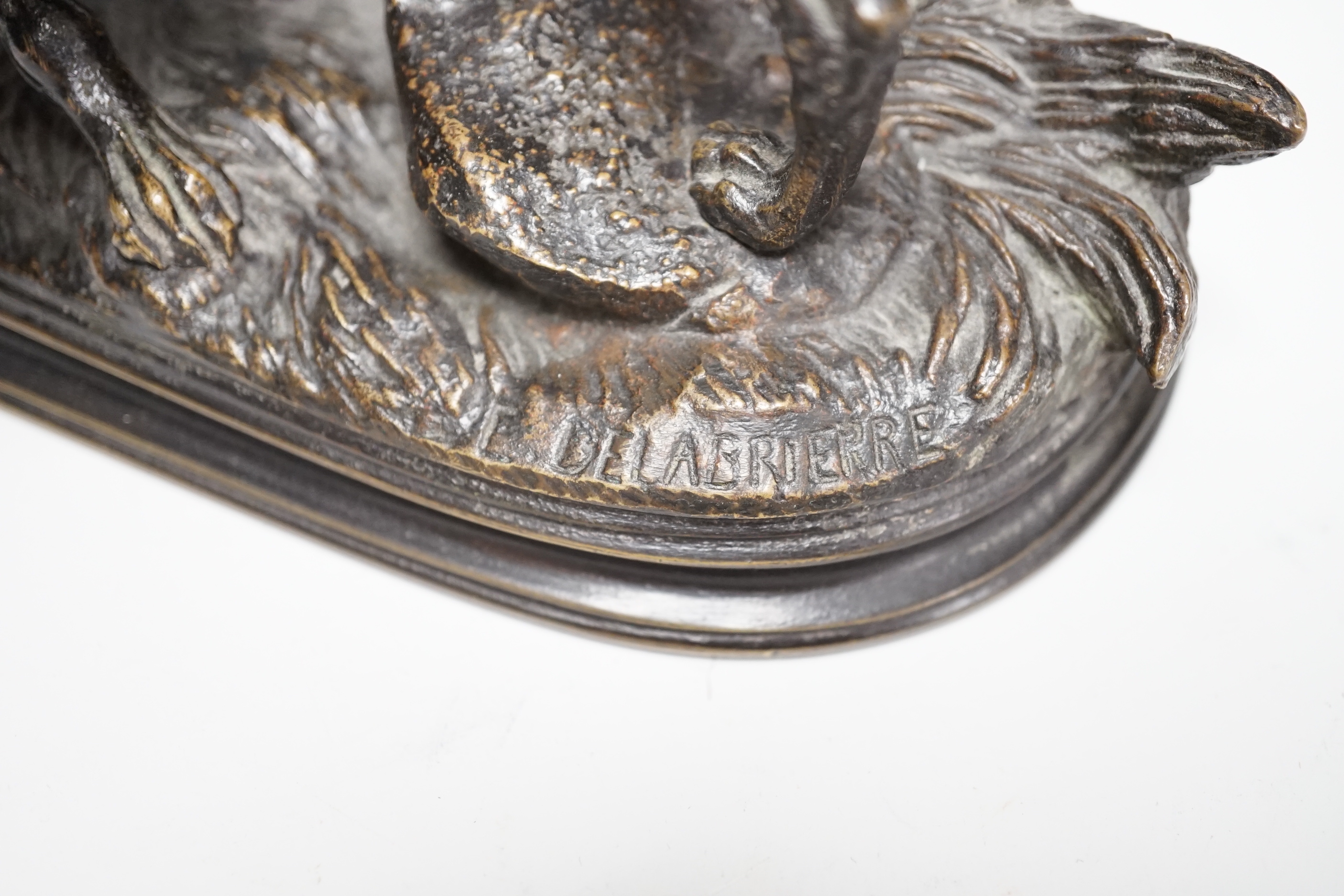 After Paul-Edouard Delabrierre (1829-1912) - a bronze group of two hunting hounds, 25cm long